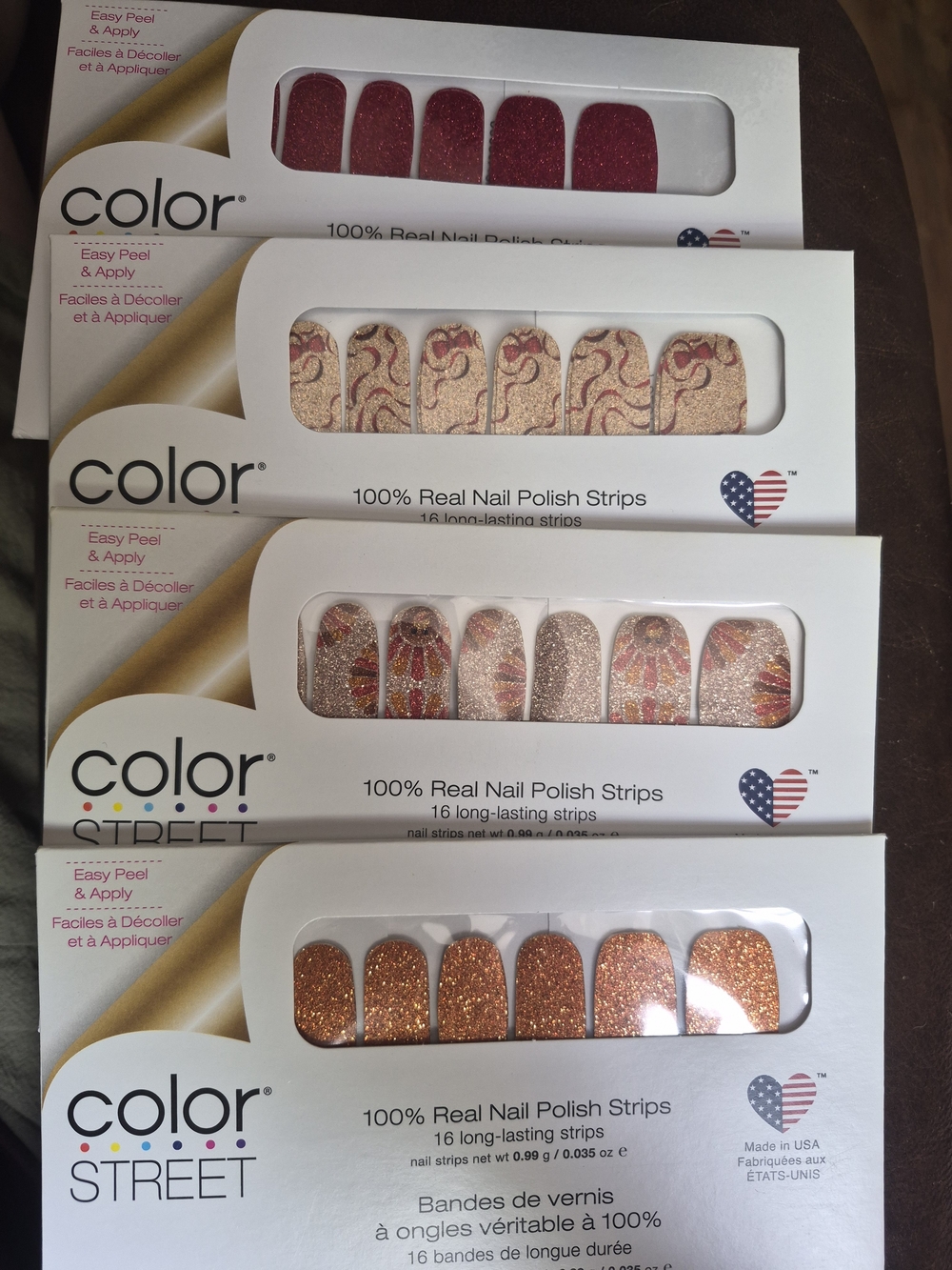 Color Street HOLIDAY Reds, Rose Gold & Gold Glitter Nail Strips
